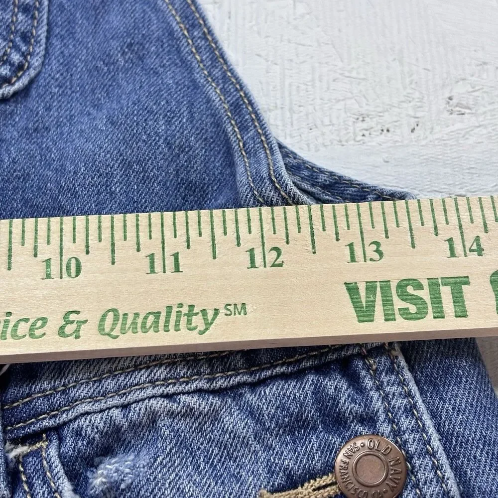Old Navy Unisex 8 Denim Overalls Distressed Blue Jean Bib 100% Cotton Farmhouse